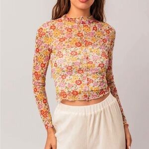 NWT Floral Sheer Layering Top